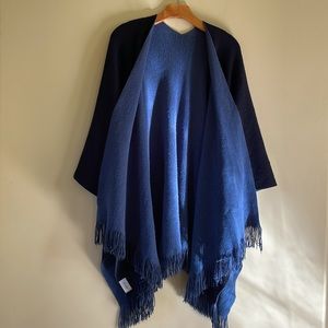 St.John navy blue two tone sweater poncho